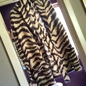 RALPH LAUREN ANIMAL PRINT KNIT WRAP CARDIGAN,SIZE LARGE